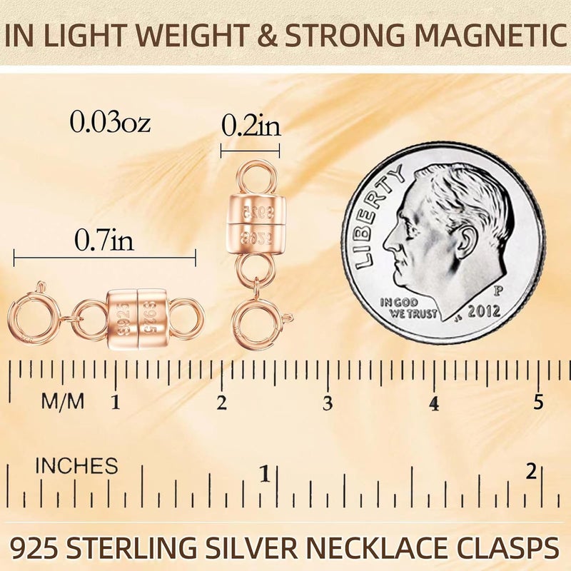 Qulltk 925 Sterling Silver Magnetic Necklace Clasps and Closures Mini Bracelets Clasp Converter Gold and Silver Chain Extender for Jewelry Making Supplies - Image 2
